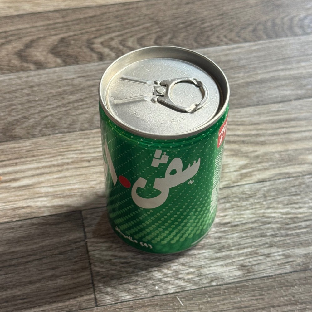 7Up Soda Can Vintage Saudi Arabia Arabic English Green 296ml Pull Ring Top